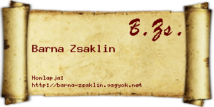 Barna Zsaklin névjegykártya